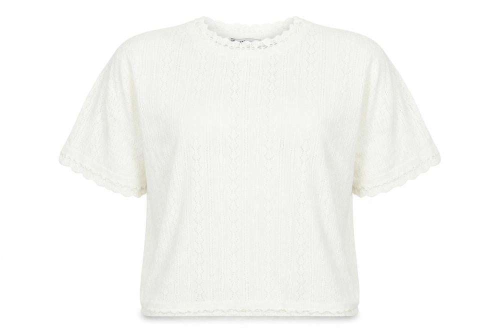 Womens UK Size M Oasis White Basic T-Shirt