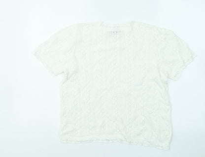 Womens UK Size M Oasis White Basic T-Shirt