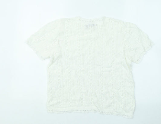 Womens UK Size M Oasis White Basic T-Shirt