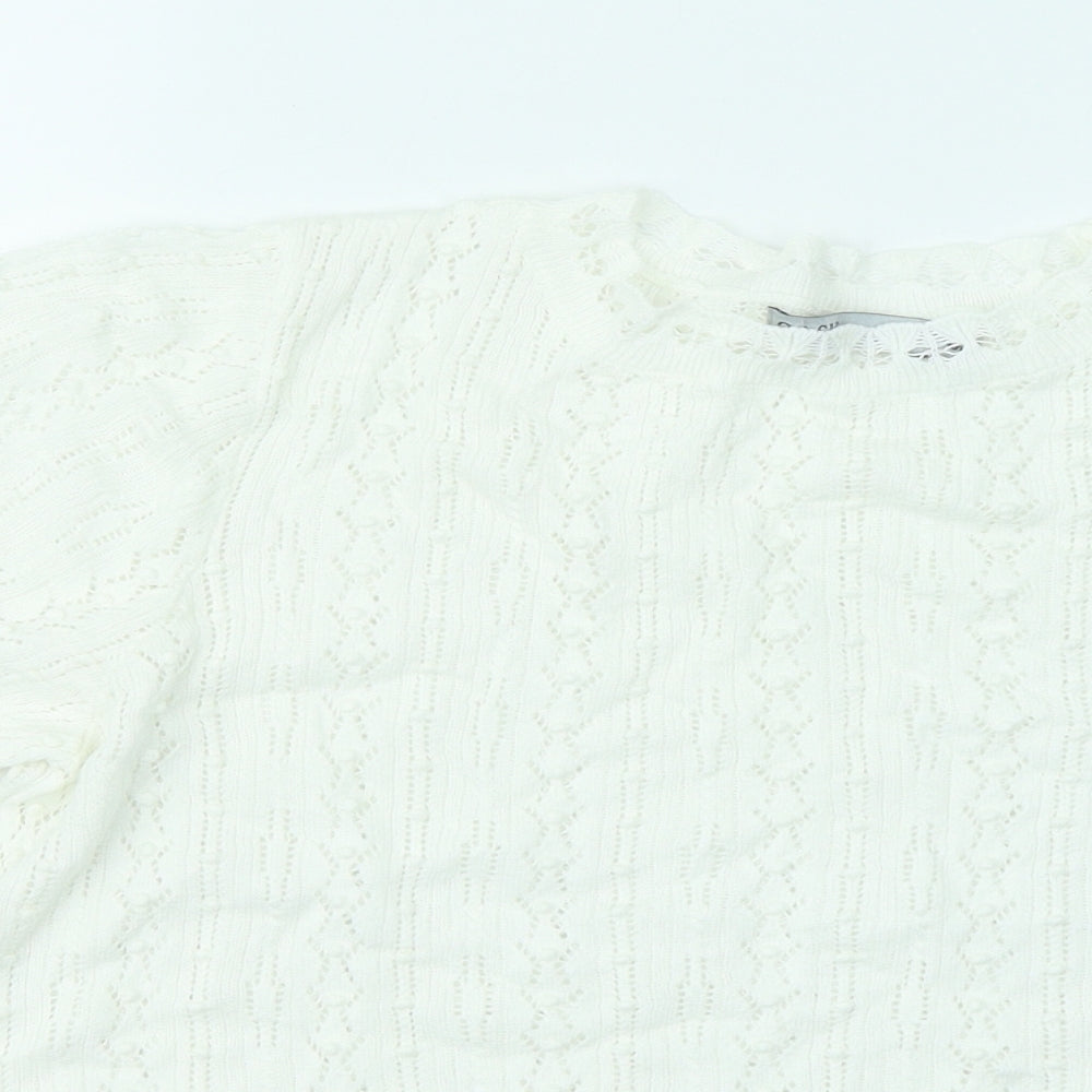Womens UK Size M Oasis White Basic T-Shirt