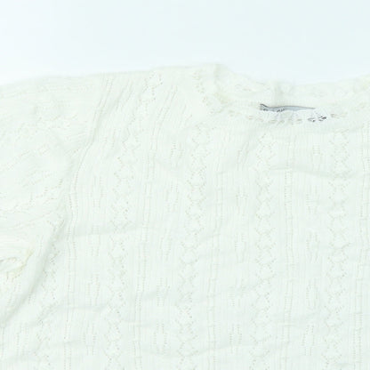 Womens UK Size M Oasis White Basic T-Shirt