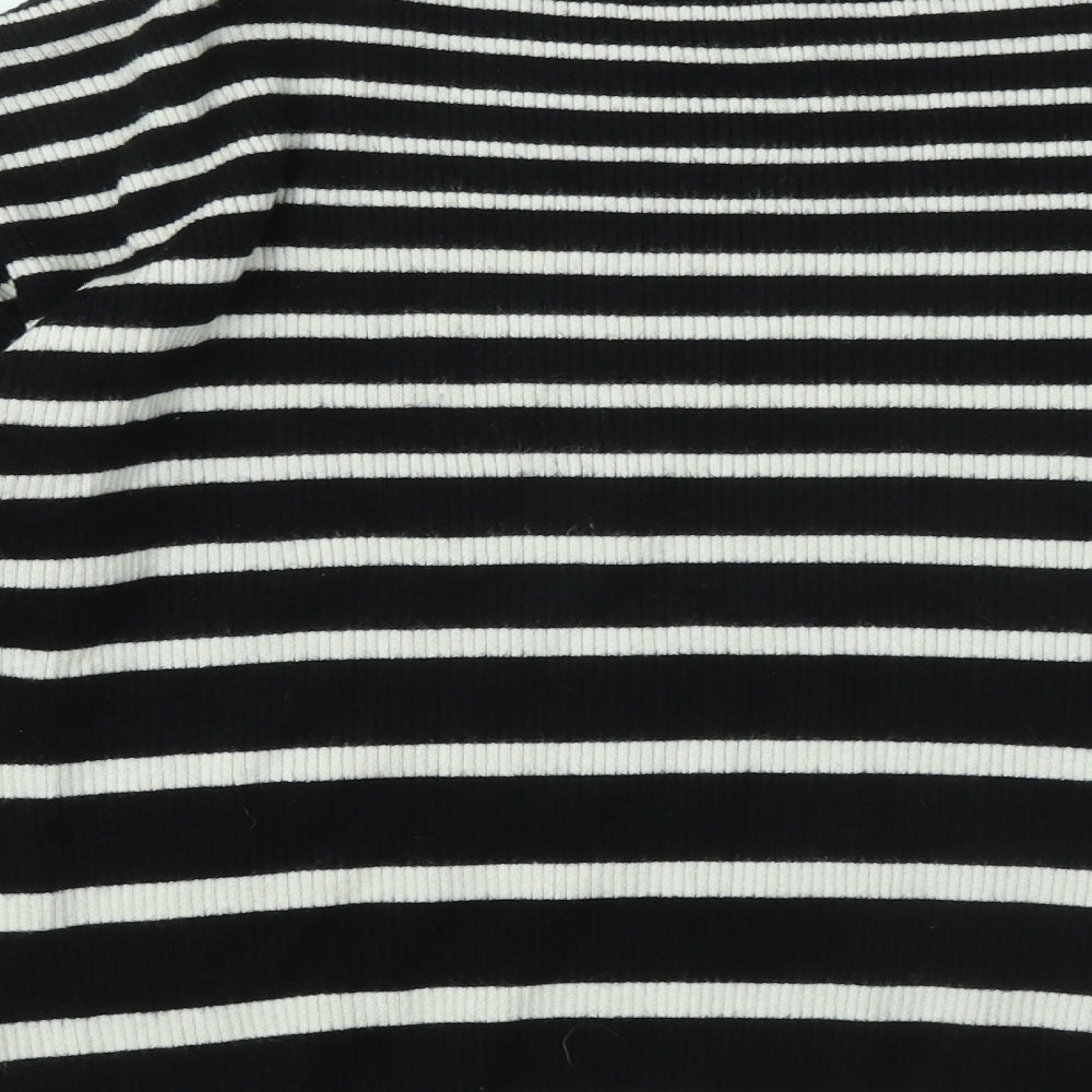 F&F Womens Black Round Neck Striped Viscose Pullover Jumper Size 14