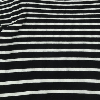 F&F Womens Black Round Neck Striped Viscose Pullover Jumper Size 14