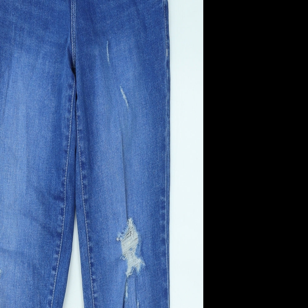 TU Womens Blue Cotton Straight Jeans Size 8 L29 in Regular Button