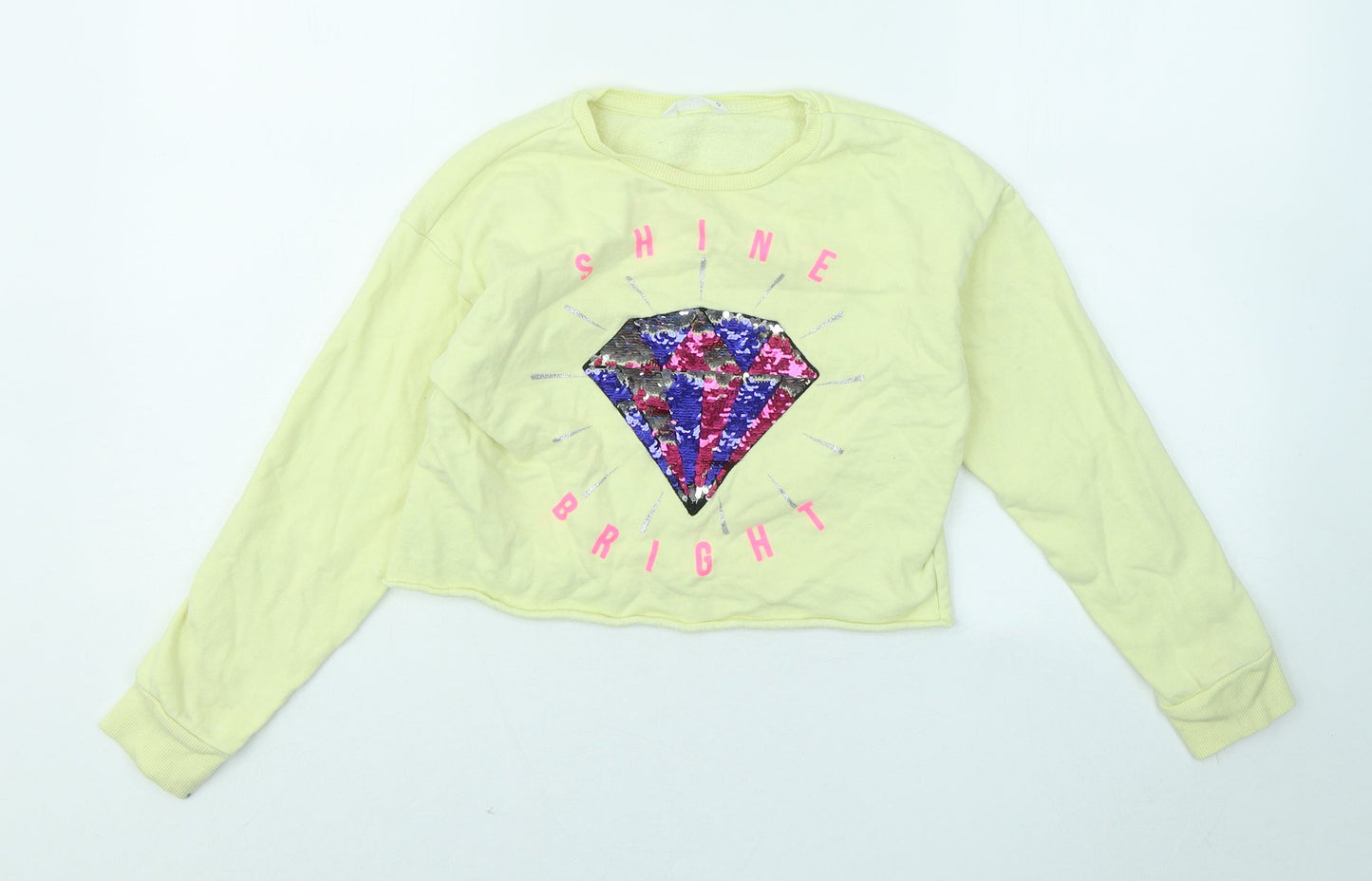 Candy Couture Girls Yellow Cotton Pullover Sweatshirt Size 10 Years - Shine Bright Diamond