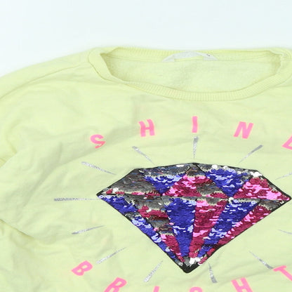 Candy Couture Girls Yellow Cotton Pullover Sweatshirt Size 10 Years - Shine Bright Diamond