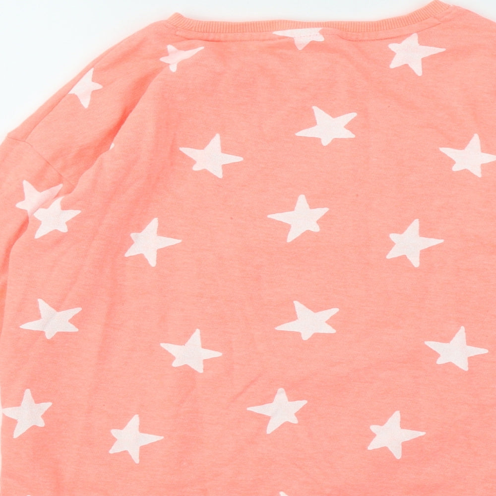 NEXT Girls Orange Geometric Cotton Pullover Sweatshirt Size 11 Years - Stars Disney Daffy Duck