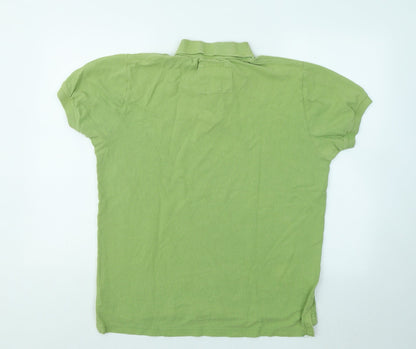 Cotton On Mens Green Cotton Polo Size L Collared Button