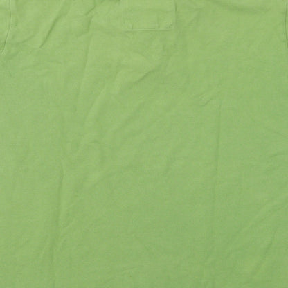 Cotton On Mens Green Cotton Polo Size L Collared Button