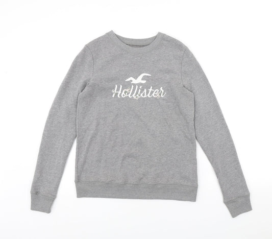 Hollister Womens Grey Cotton Pullover Sweatshirt Size XS Pullover - Floral details