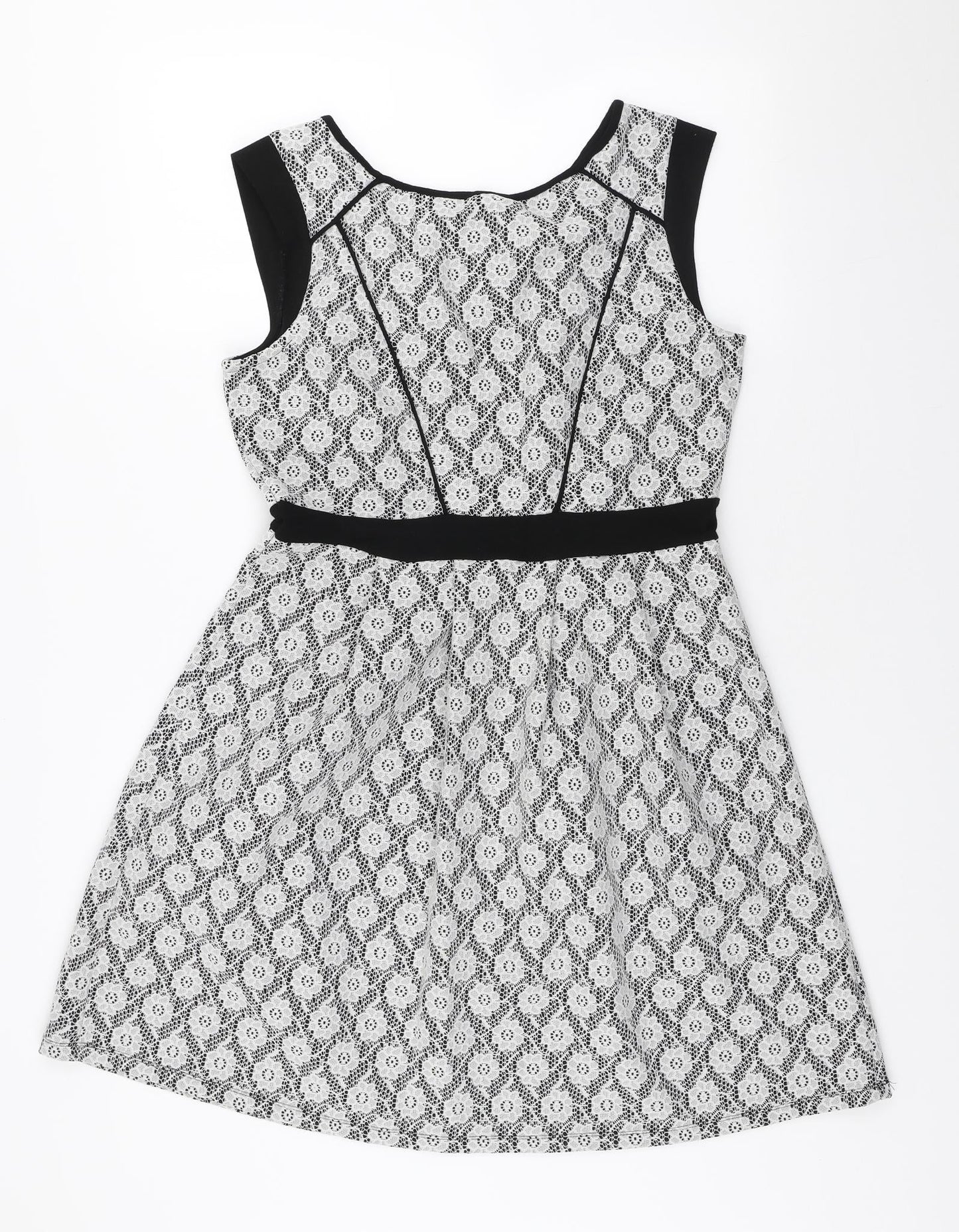 Dorothy Perkins Womens Multicoloured Floral Polyester A-Line Size 14 Roll Neck Zip