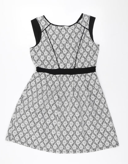 Dorothy Perkins Womens Multicoloured Floral Polyester A-Line Size 14 Roll Neck Zip