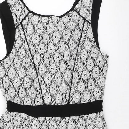 Dorothy Perkins Womens Multicoloured Floral Polyester A-Line Size 14 Roll Neck Zip