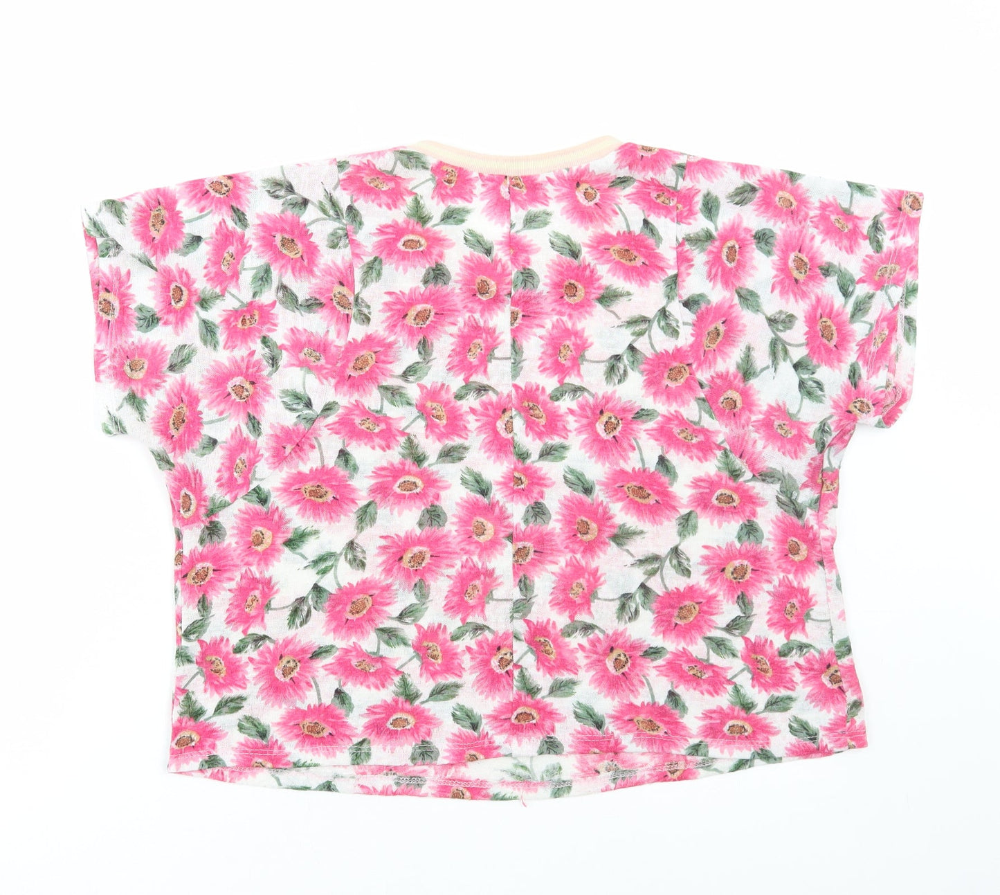 Atmosphere Womens Pink Floral Viscose Basic T-Shirt Size 10 Round Neck