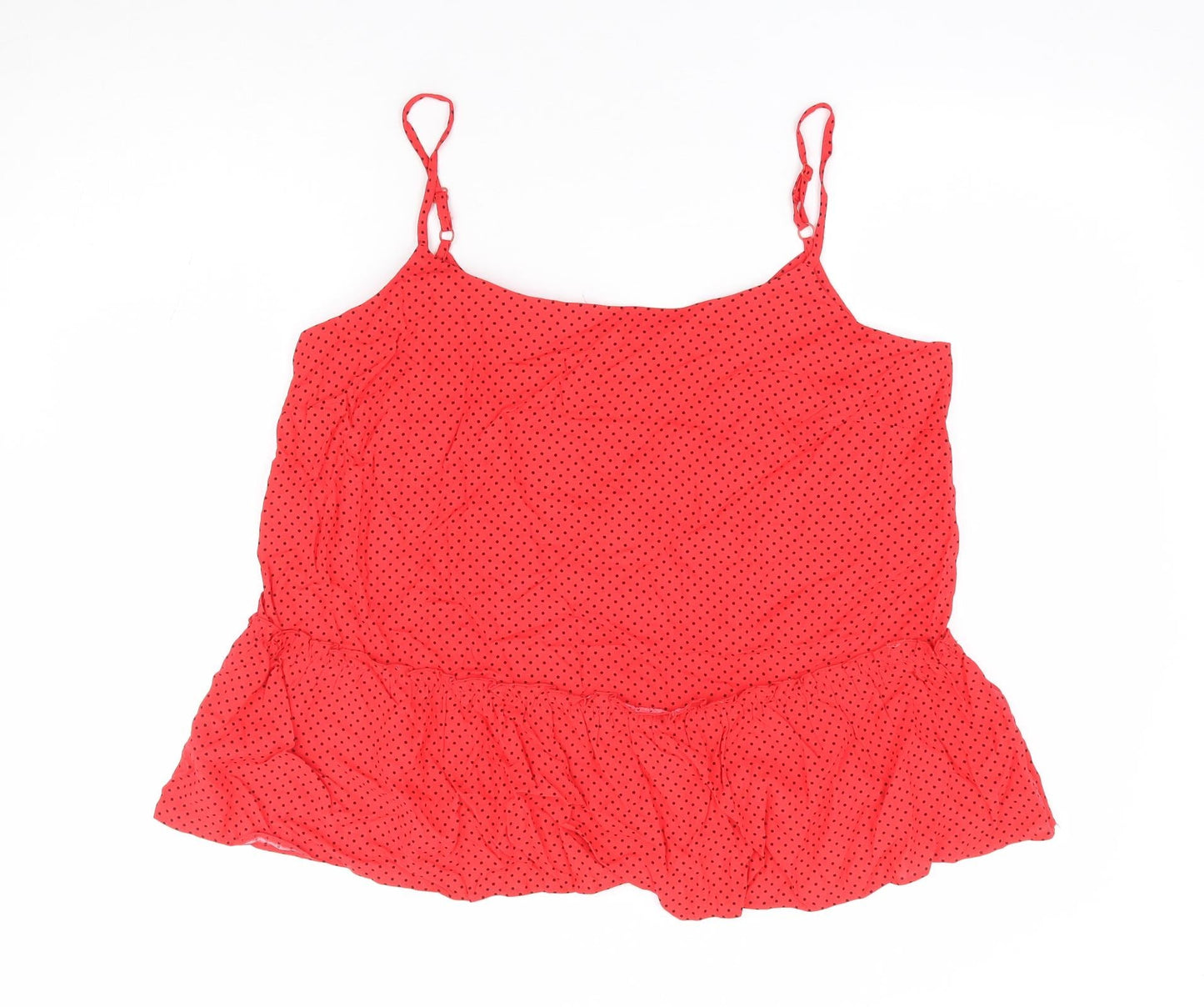 George Womens Red Polka Dot Viscose Camisole Tank Size 12 Round Neck - Smock