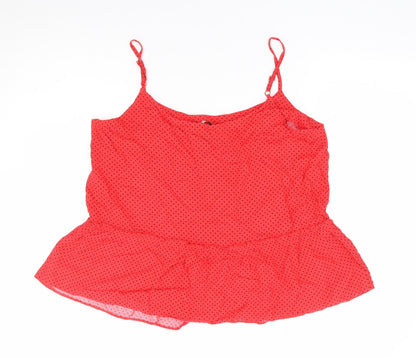 George Womens Red Polka Dot Viscose Camisole Tank Size 12 Round Neck - Smock