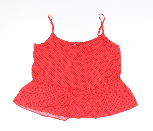 George Womens Red Polka Dot Viscose Camisole Tank Size 12 Round Neck - Smock