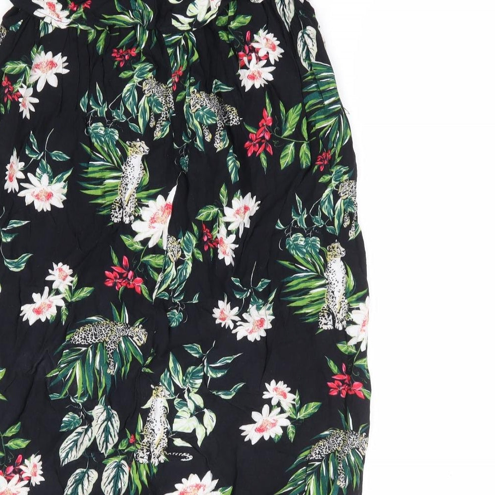 Primark Womens Multicoloured Geometric Polyester Jersey Blouse Size 8 Off the Shoulder - Leopard