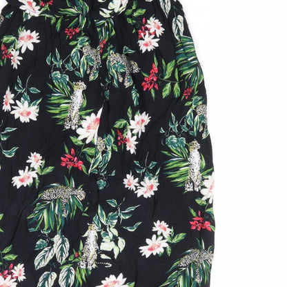 Primark Womens Multicoloured Geometric Polyester Jersey Blouse Size 8 Off the Shoulder - Leopard