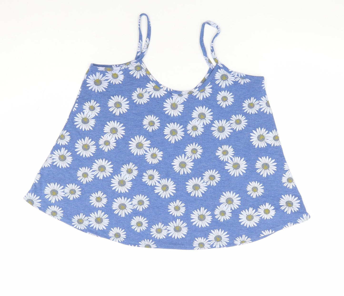 Influence Womens Blue Floral Viscose Cropped Tank Size S Round Neck