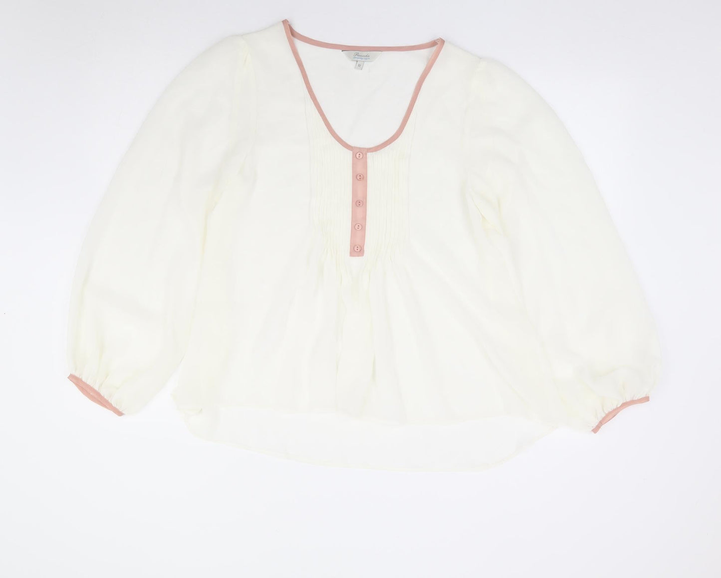 Womens UK Size 12 Peacocks Ivory Jersey Blouse