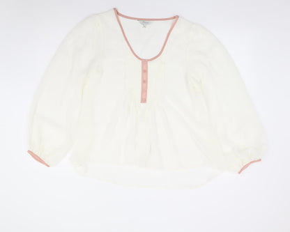 Womens UK Size 12 Peacocks Ivory Jersey Blouse