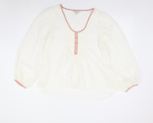 Womens UK Size 12 Peacocks Ivory Jersey Blouse