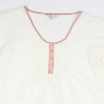 Womens UK Size 12 Peacocks Ivory Jersey Blouse
