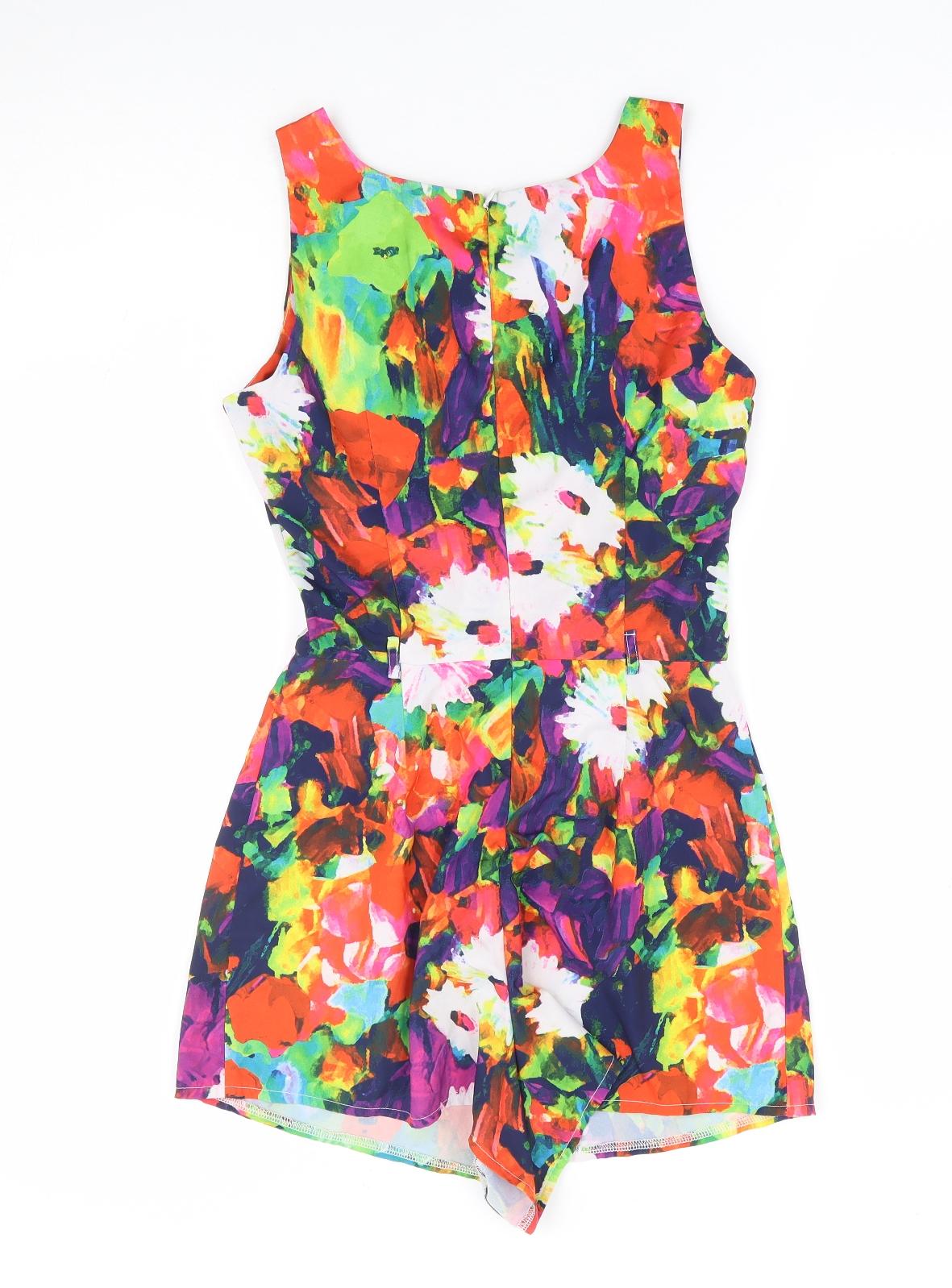Parisian Collection Womens Multicoloured Floral Polyester Playsuit One-Piece Size 8 Zip