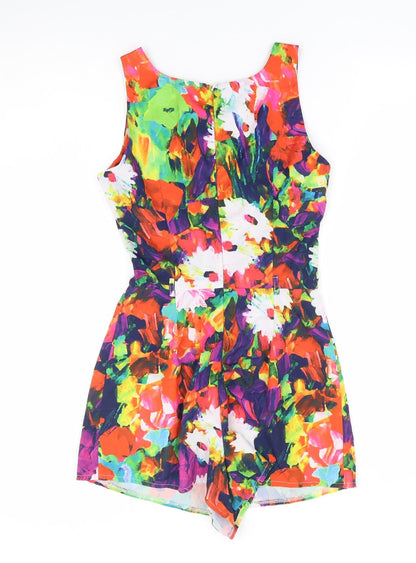 Parisian Collection Womens Multicoloured Floral Polyester Playsuit One-Piece Size 8 Zip