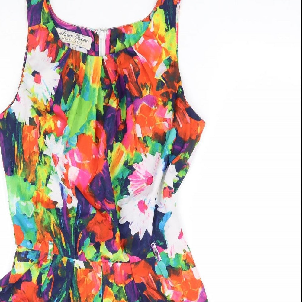 Parisian Collection Womens Multicoloured Floral Polyester Playsuit One-Piece Size 8 Zip