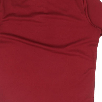 Macron Mens Red Polyester Polo Size L Collared Pullover - Greenisland Football Club