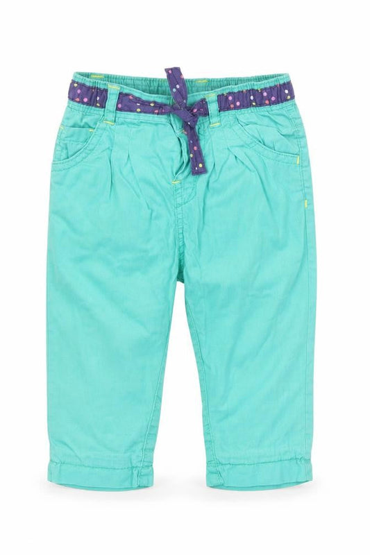 Marks and Spencer Girls Green Cotton Capri Trousers Size 9-12 Months Button