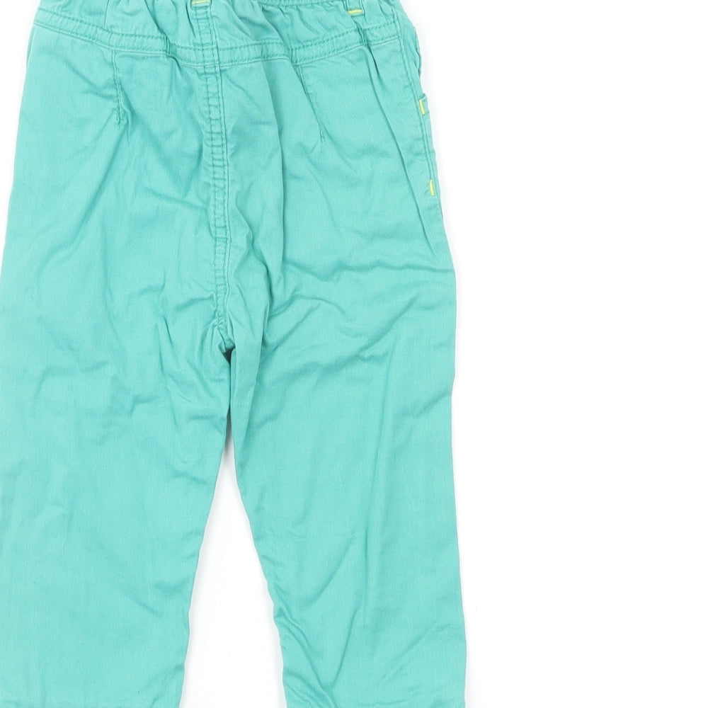 Marks and Spencer Girls Green Cotton Capri Trousers Size 9-12 Months Button