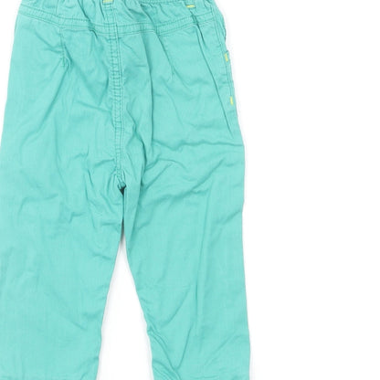 Marks and Spencer Girls Green Cotton Capri Trousers Size 9-12 Months Button