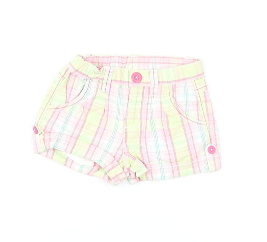 Pumpkin Patch Girls Multicoloured Plaid Cotton Cropped Trousers Size 12-18 Months Button