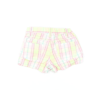 Pumpkin Patch Girls Multicoloured Plaid Cotton Cropped Trousers Size 12-18 Months Button