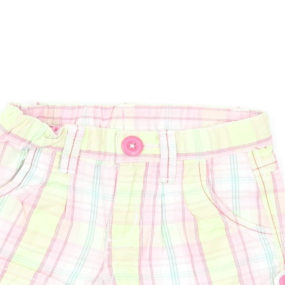Pumpkin Patch Girls Multicoloured Plaid Cotton Cropped Trousers Size 12-18 Months Button