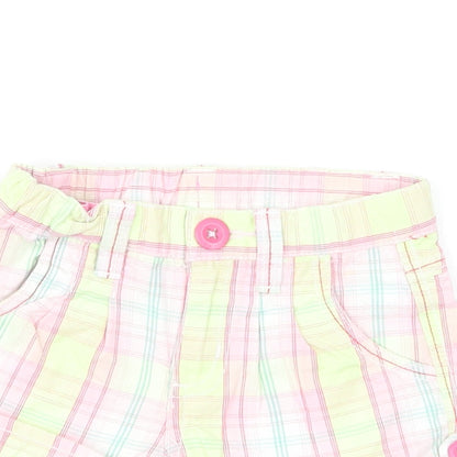 Pumpkin Patch Girls Multicoloured Plaid Cotton Cropped Trousers Size 12-18 Months Button