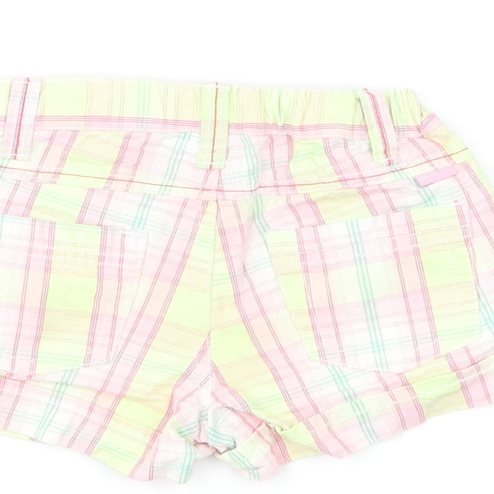 Pumpkin Patch Girls Multicoloured Plaid Cotton Cropped Trousers Size 12-18 Months Button