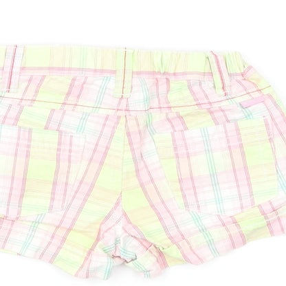 Pumpkin Patch Girls Multicoloured Plaid Cotton Cropped Trousers Size 12-18 Months Button