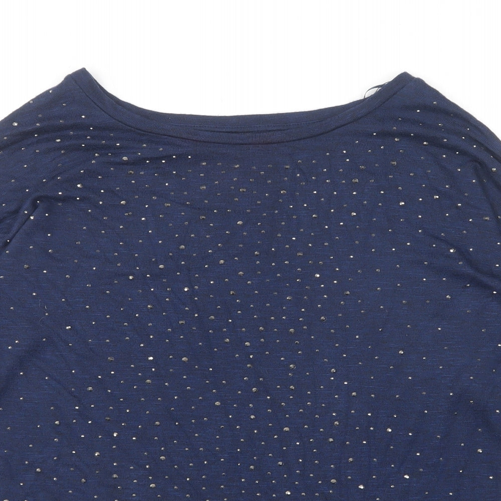 TU Womens Blue Round Neck Viscose Pullover Jumper Size 10