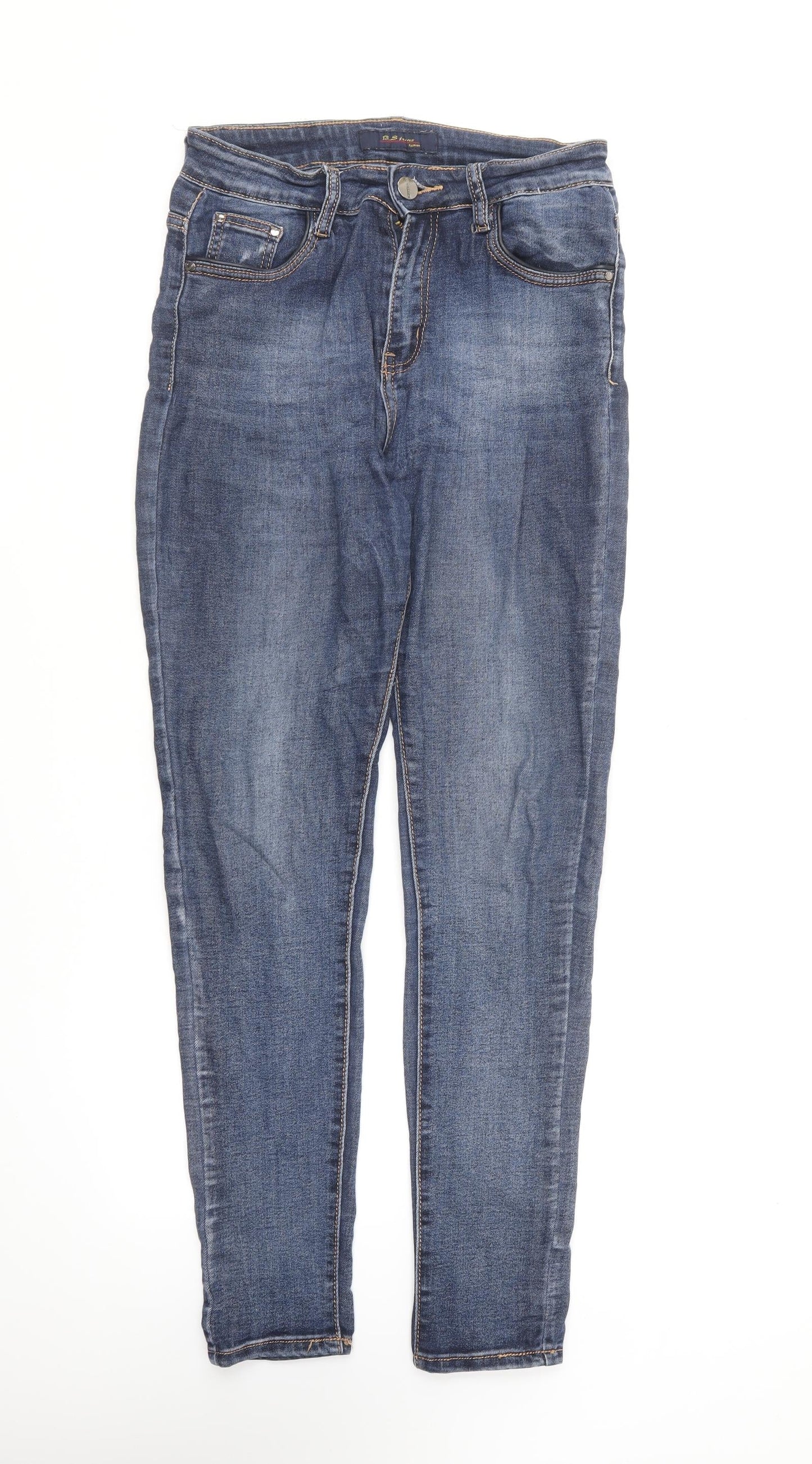 B.S Jeans Womens Blue Cotton Skinny Jeans Size 36 in L30 in Regular Button