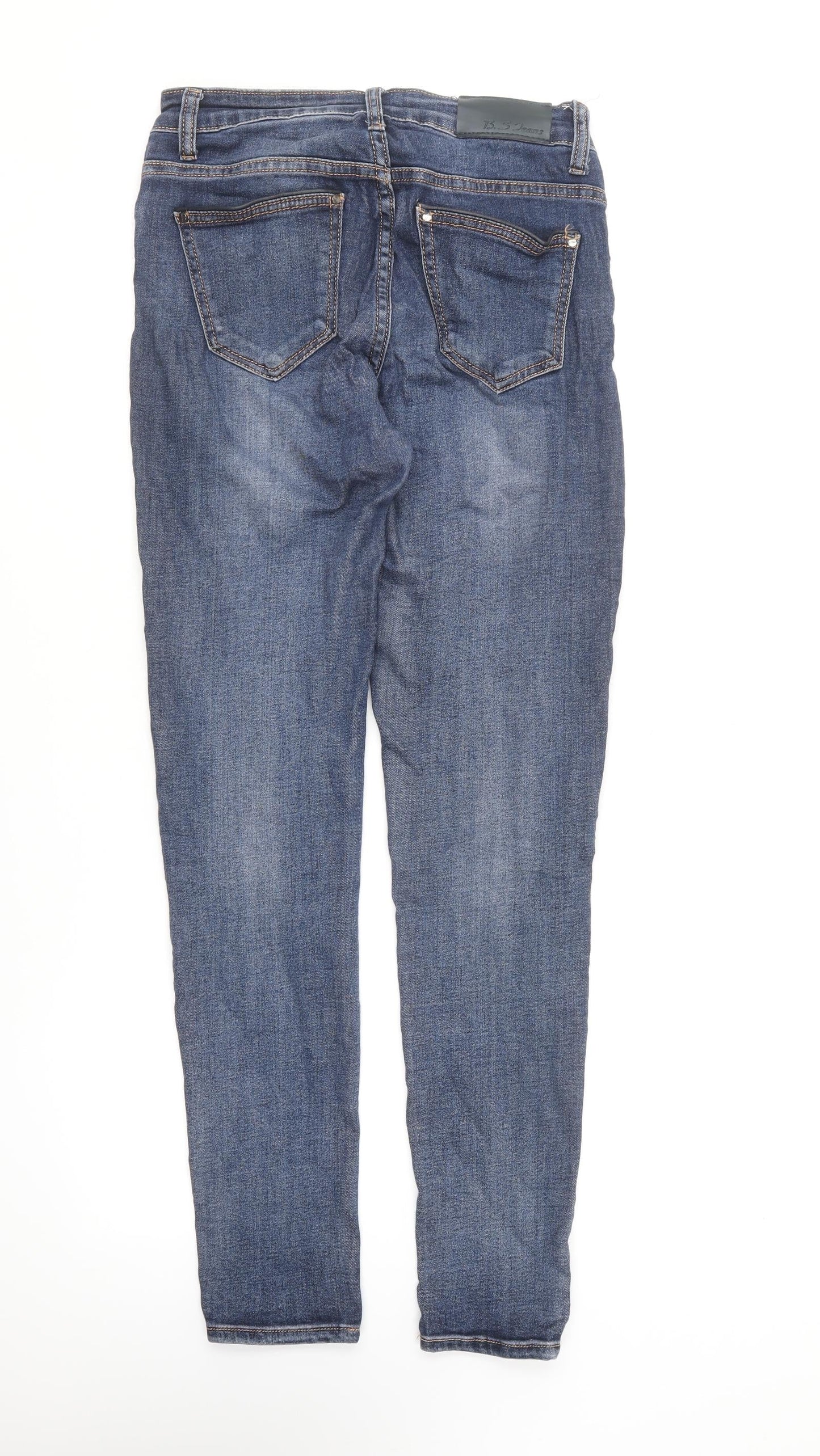 B.S Jeans Womens Blue Cotton Skinny Jeans Size 36 in L30 in Regular Button
