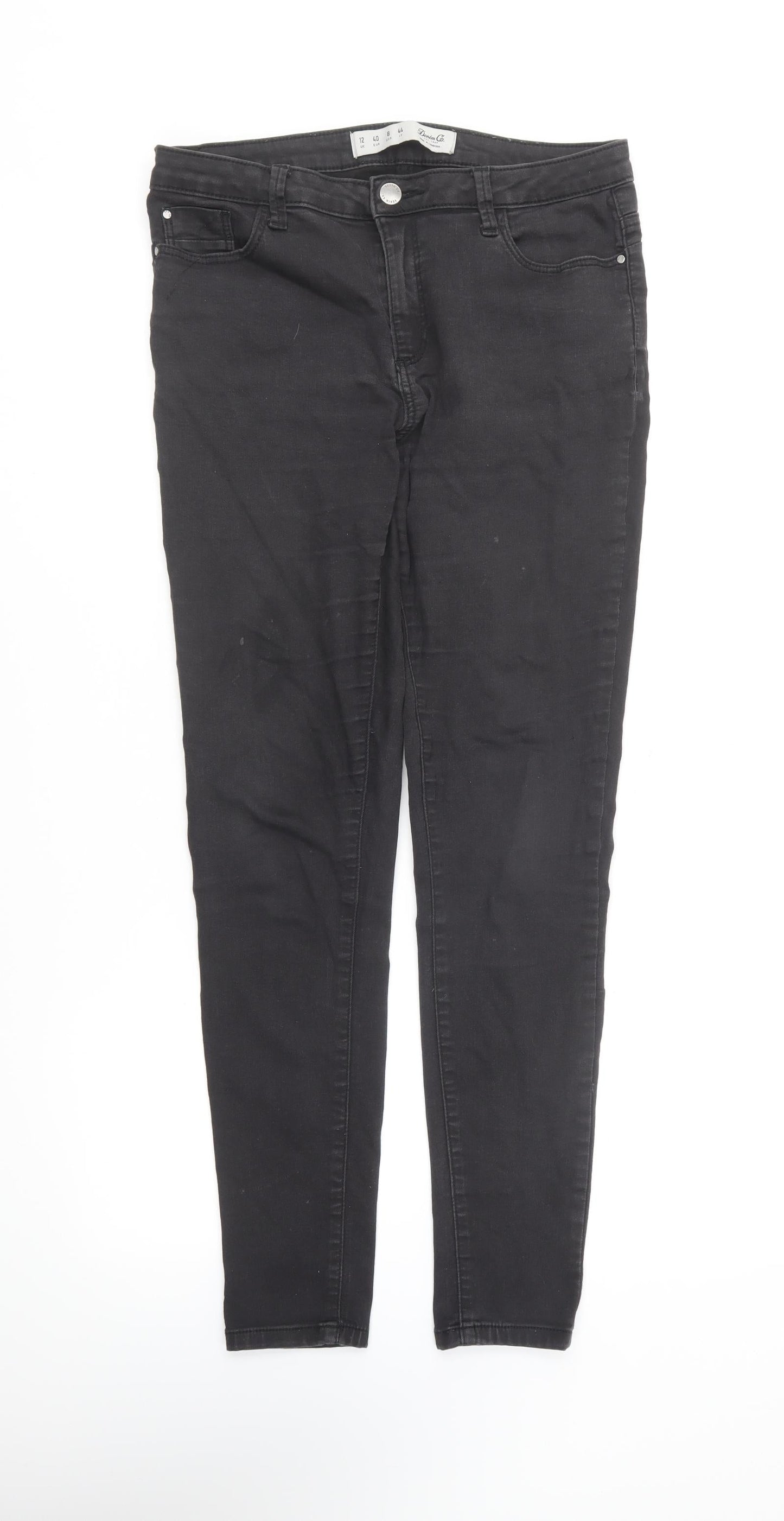 Denim & Co. Womens Black Cotton Skinny Jeans Size 12 L28.5 in Regular Button