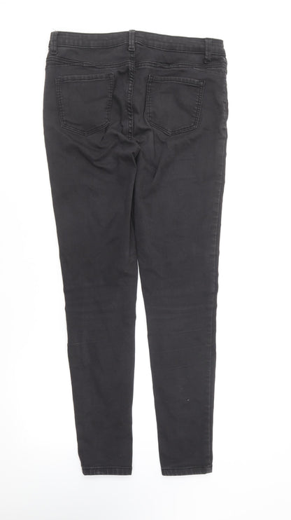 Denim & Co. Womens Black Cotton Skinny Jeans Size 12 L28.5 in Regular Button