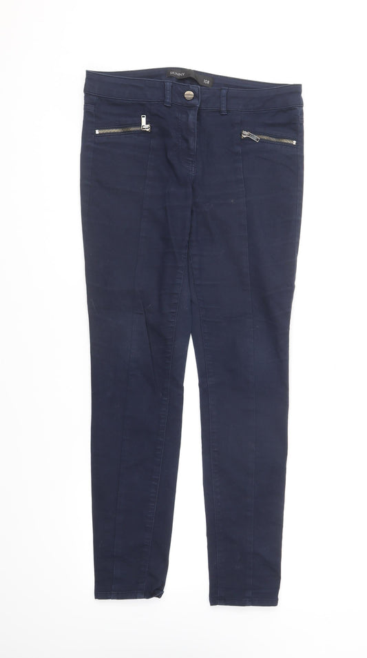 NEXT Womens Blue Cotton Skinny Jeans Size 10 L28 in Regular Button