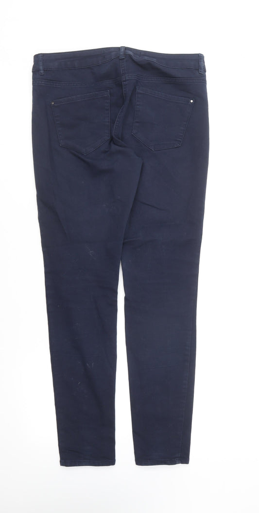 NEXT Womens Blue Cotton Skinny Jeans Size 10 L28 in Regular Button