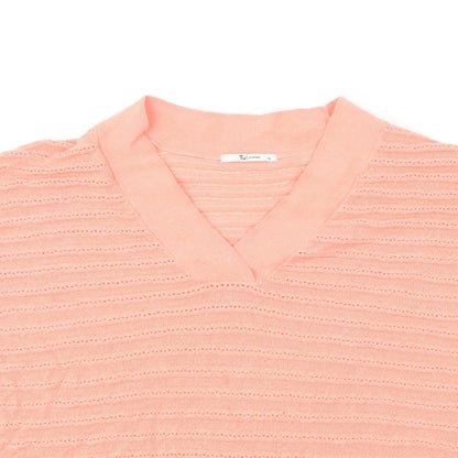 TU Womens Orange V-Neck Viscose Pullover Jumper Size 16