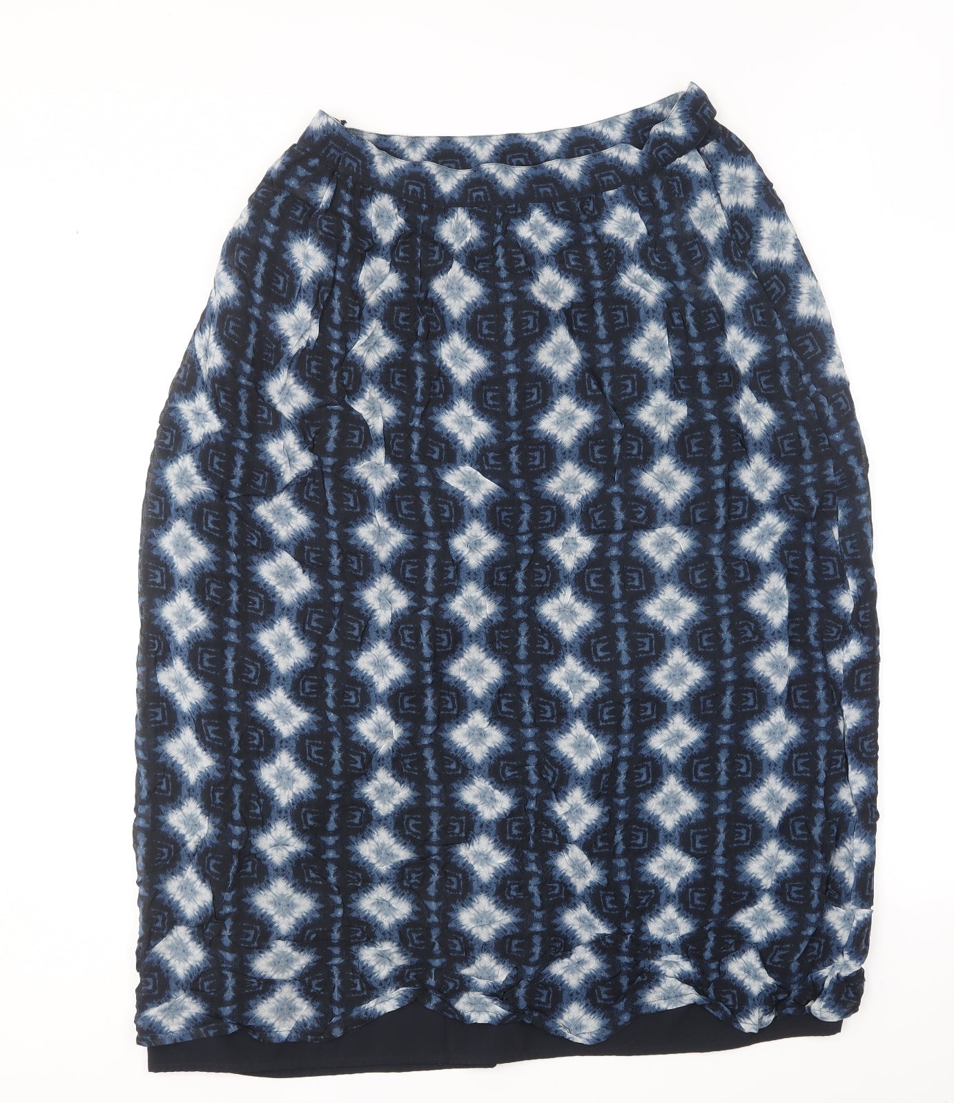 NEXT Womens Blue Geometric Polyester A-Line Skirt Size 14 Zip